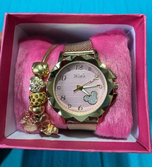 Relógio Feminino Luxo Aço Pulseiras Elegantes Estilo Moderno