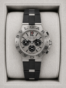 Bvlgari Titanium Panda Masculino 42mm Vidro De Safira Prata