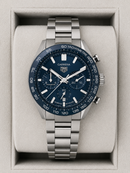 Relógio Tag Heuer Carrera Chronograph 44mm Funcional Quartzo Prateado Azul