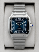 Cartier Santos 40mm Prata Azul automático