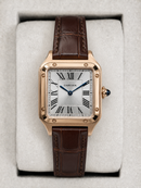 Cartier Santos Dumont 36mm - Aço/Mostrador Branco Couro Dourado