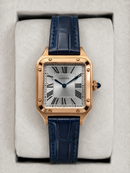 Cartier Santos Dumont 36mm - Aço/Mostrador Azul Couro Dourado
