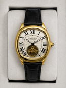 Cartier Tourbillon 44mm - Aço Mostrador Dourado/Preto - COURO