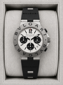 Bvlgari Titanium Panda Masculino 42mm Vidro De Safira Prata