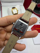 Cartier Santos Dumont 36mm - Aço/Mostrador Branco Couro Prata