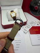 Cartier Santos Dumont 36mm - Aço/Mostrador Branco Couro Prata