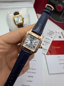 Cartier Santos Dumont 36mm - Aço/Mostrador Azul Couro Dourado