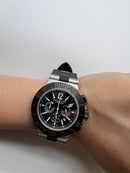 Bvlgari Titanium Panda Masculino 42mm Vidro De Safira Preto