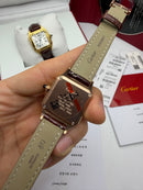 Cartier Santos Dumont 36mm - Aço/Mostrador Branco Couro Dourado