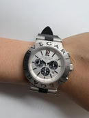 Bvlgari Titanium Panda Masculino 42mm Vidro De Safira Prata