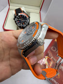 Omega Planet Ocean Seamaster Cinza Laranja 600m Automático