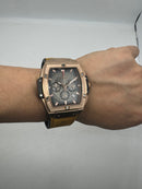 Hublot Spirit of Big Bang King Rose Couro Skeleton Chronograph 45mm