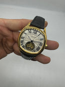 Cartier Tourbillon 44mm - Aço Mostrador Dourado/Preto - COURO