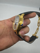 Cartier Tourbillon 44mm - Aço Mostrador Dourado/Preto - COURO