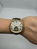 Cartier Tourbillon 44mm - Aço Mostrador Dourado/Preto - COURO