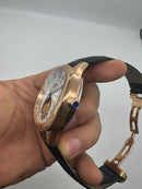 Cartier Tourbillon 44mm - Aço rosé/Mostrador Preto - COURO