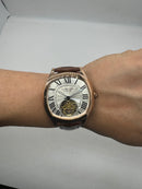 Cartier Tourbillon 44mm - Aço rosé/Mostrador Branco - COURO