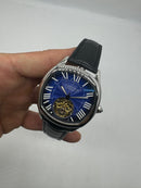 Cartier Tourbillon 44mm - Aço Mostrador Azul/Preto - COURO