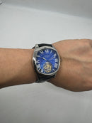Cartier Tourbillon 44mm - Aço Mostrador Azul/Preto - COURO