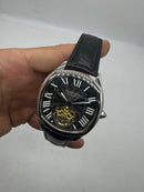 Cartier Tourbillon 44mm - Aço Mostrador Preto/Preto - COURO