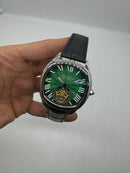 Cartier Tourbillon 44mm - Aço Mostrador Verde/Preto - COURO