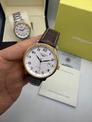 Longines Master Collection Two-Tone 42mm Automático Couro marrom