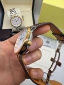 Longines Master Collection Two-Tone 42mm Automático Couro marrom