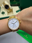 Geneve 1908 Branco Dourado - 40 mm Automático Base ETA Clone