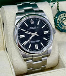 Date Just Oyster Preto + Caixa Premium (fundo de vidro)