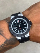 Bvlgari Titanium Preto Masculino 42mm Vidro De Safira