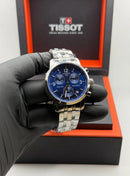 Relógio Tissot Prc 200 Azul Cronógrafo Safira 42mm Funcional Prateado