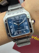Cartier Santos 40mm Prata Azul automático
