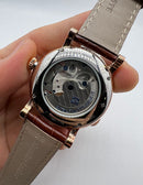 Patek Philippe Skeleton Automático Rose Em Couro 42mm