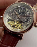 Patek Philippe Skeleton Automático Rose Em Couro 42mm