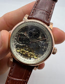 Patek Philippe Skeleton Automático Rose Em Couro 42mm
