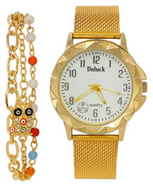 Relógio Feminino Luxo Aço Pulseiras Elegantes Estilo Moderno