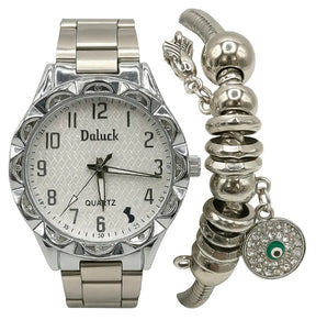 Relógio Feminino Luxo Aço Pulseiras Elegantes Estilo Moderno