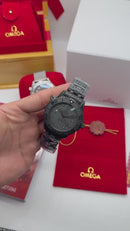 Omega Seamaster Co-Axial 40mm Mostrador Preto Aço/OxBlack Automático