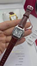 Cartier Santos Dumont 36mm - Aço/Mostrador Branco Couro Prata